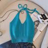 Chaleco de verano para niñas, estilo coreano, con personalidad para niños, cuello en V y cordones, estilo moderno y elegante.