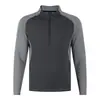 Camiseta Masculina Manga Longa com Meio Zíper Primavera e Outono Secagem Rápida Fitness Esportiva ao Ar Livre Gola Alta Blusa de Moletom Jaqueta Fina Casual