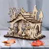 Props e Enfeites de Halloween de Novo Produto Transfronteiriço Abajur de Casa de Bruxa DIY Decoração de Feriado Enfeites de Madeira para Mesa