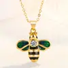 Collar de cadena para clavícula con colgante de abeja de epoxi natural lindo chapado en oro creativo abeja dulce divertido romántico colgante