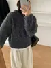 Tricô Leite Grosso Estilo Coreano Estilo Preguiçoso com Zíper Meio Aberto e Capuz para Mulheres Outono e Inverno Novo Solto Macio Ceroso Top de Tricô