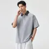 Camisa Polo de Verano de Manga Corta Estilo Japonés de Gama Alta con Bloques de Color, Camiseta de Manga Corta con Cuello, Camiseta Trendy Versátil de Manga Corta para Hombre