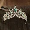 Tiara de coroa de noiva marquise estilo europeu e americano com strass, faixa de cabeça para casamentos e festas de aniversário, coroa marquise azul royal