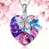 Moderna Cadena para Clavícula con Colgante de Corazón Marino Estilo Europeo y Americano Regalo para el Día de San Valentín de Mujer Colgante de Cristal en Forma de Corazón Accesorios Transfronterizos