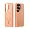 Funda para teléfono adecuada para Samsung S26Ultra con tacto de piel mate, con soporte anticaídas, funda protectora S25 translúcida con succión magnética