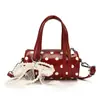 Bolsa Infantil de Lunares Cilindro Niña Princesa Bolso de Mano Encaje Perla Moño Mini Unisex Bolso Cruzado