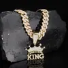 Colar com Pingente de Coroa Rei Letra Europeu e Americano Moda Masculina Estiloso Estilo Hip-Hop Corrente Cubana Pingente Único Pingente