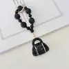 Moda Europeia e Americana Pingente Chaveiro Bolsa de Mão com Strass de Argila Imitação com Bola de Strass e Corrente de Contas de Cristal Acessório de Chaveiro de Bolsa
