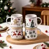 *Edición Limitada de Navidad 0343* 8.5*9.5cm 450ml Taza Cónica de Cerámica Taza de Café Serigrafiada Taza de Agua en Relieve