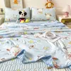 Juego de 4 Tapetes de Látex Clase A Verano Dormitorio Individual Doble Fresco Seda de Hielo Tapete Suave Juego de 3 Lavable 4