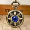 Nuevo reloj de bolsillo grande de cuarzo de bronce con incrustaciones huecas de piedra blanca semicircular, reloj de bolsillo Qinggu con cielo estrellado literal, venta al por mayor