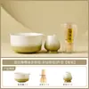 Tazón de Matcha Ondulado Degradado Verde del Fabricante, Soporte para Batidor de Té, Utensilios Japoneses de Cerámica para Matcha, Batidor de 100 Púas, Juego de Brochas para Mezclar
