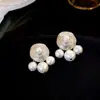 Brincos de Pérola com Textura Metálica, Brincos de Luxo de Nicho de Alta Qualidade, Joias Novas, Brincos de Tarraxa para Mulheres, Acessórios de Estilo Minimalista
