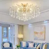 Lámpara de techo de cristal de lujo para sala de estar, iluminación simple y moderna de alta gama, nueva lámpara de estilo francés para comedor y dormitorio, candelabro de cristal