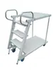Escalera para Estantería de Almacén Carrito de Picking para Supermercado Vehículo de Acceso a Altura para Garaje Plataforma Móvil Desmontable Plegable de Doble Capa Escalera de Acceso a Altura