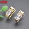 Accesorios para Pendientes Europeos y Americanos Chapado en Cobre Oro de 18 Quilates y Plata Circonita Micro-pavimentada Forma de U Geométrica Rectangular Hebilla de Oreja Gancho de Oreja