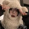 Chapéu de Urso de Pelúcia Fofo para Mulheres no Inverno, Máscara e Cachecol com Forro de Lã Engrossado, Chapéu Lei Feng Quente à Prova de Frio Tudo-em-Um para Ciclismo
