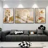 Verde olivo blanco arroz geométrico cristal película aleación de aluminio pintura sala de estar dormitorio comedor pared de fondo pintura colgante de tres piezas pintura decorativa