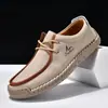 Zapatos de Hombre Cosidos a Mano Transfronterizos de Amazon, Zapatos Casuales para Exteriores, Zapatos Planos de Cuero sin Cordones, Mocasines de Corte Bajo Talla Grande