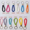 Chaveiro de Contas Tira de Silicone Corda de Couro Pingente Acessórios de Metal Argola de Aço Fivela de Porta Anel de Cartão Pequeno