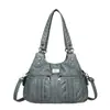 Transfronteiriço 2025 Nova Exportação Couro Lavado Bolsa Feminina Bolsa Tote High-End Ombro Único Transversal Grande Capacidade Bolsa de Mãe