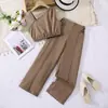 Conjunto de Verano Transfronterizo para Chicas Europeas y Americanas Estilo Nuevo Color Sólido Elegante Top sin Mangas de un Hombro Pantalones Casuales de Pierna Ancha Conjunto de Dos Piezas