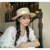 Sombrero de paja de ala plana estilo francés para mujer, vacaciones de verano en la playa, sombrero de paja estilo 'old money', sombrero de protección solar para mujer, sombrero para el sol
