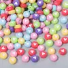 Cuentas de Corazón de Color Mixto Acrílicas Accesorios para Joyería DIY Cuentas Sueltas de Agujero Recto Pulsera de Corazón Colorida Hecha a Mano Cuentas Cuadradas