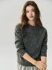 Suéter tejido simple y básico 75% cachemira, 25% seda de morera para mujer, cuello redondo, hilo floral, adelgazante, adecuado para el trabajo o uso casual