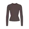 Camiseta de Manga Comprida Camiseta Feminina de Manga Comprida Modeladora de Corpo Gola Redonda Justa Camada Base Feita Sob Medida