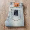 Jeans de Verano Delgados Lavados de Gama Alta para Hombre de Corte Recto Tendencia de Moda Versátiles Retro Azul Claro Pantalones Casuales