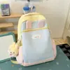 Nova mochila color block para estudantes com orelhas de coelho fofas, mochila escolar de alta aparência de desenho animado para meninas, mochila leve transfronteiriça para atividades ao ar livre