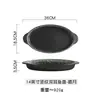 Plato Cerámico Vintage Estilo Japonés para Pescado al Vapor Doble Asa Patrón Vertical Ovalado Largo Plato para Restaurante Forma de Huevo Plato para Comedor del Hogar Disponible