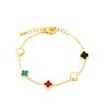 Estilo de celebridad de internet pulsera de acero de titanio con carcasa colorida mariposa flor de cuatro hojas pulsera delgada joyería que no se decolora para mujer Fábrica al por mayor