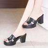 Chinelos de Salto Médio e Grosso para Mulheres Verão Plataforma Impermeável com Solado Grosso Moda para Usar Fora de Casa Tamanho Grande 40-43 Sandálias