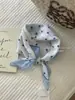 Algodón suave y lino transpirable aptos para la piel protección para el cuello cuadrado pequeño punto de ola flor de anacardo turbante exportación coreana bufanda individual bufanda de seda damas