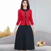 Elegante y Estiloso Vestido Patchwork de Xi Pao, Nueva Colección Otoño e Invierno 2025, Ceñido a la Cintura, Adelgazante, de Longitud Media, Vestido Falso de Dos Piezas