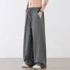 Pantalones de Pierna Recta de Seda Helada para Hombre de Verano, Corte Holgado, Pierna Ancha, Alta Calidad, Estilo Fresco y Deportivo