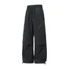 Calça Masculina Han Lu Estrutura Plissada Repelente à Água Estilo Outono Bloqueio de Cor Zíper Reta Solta Roupa de Trabalho Casual