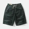 Shorts de Trabajo de Verano para Hombre, Pantalones Rectos Sueltos de Pana a la Rodilla, Cintura Elástica, Pantalones de Longitud Media, Moda Vintage Estilo Americano