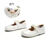 Zapatos Mary Jane de Piel Genuina con Lazo para Mujer 2026 Estilo Nuevo de Primavera Boca Baja Perla Velcro Planos Versátiles Zapatos Pequeños de Piel