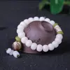 Pulseira de Bodhi de Jade Branco Natural Estilo Étnico Pulseira de Contas de Buda de Círculo Único Unissex Contas Moídas a Seco de Alta Densidade Venda por Atacado