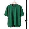 2026 Novo Estilo de Verão Masculino Simples e Versátil Manga Curta Casual Manga Meia Manga Top para Casal Cor Sólida Gola Redonda Camiseta