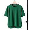 2024 qualidade verão nova tendência de moda masculina cor sólida gola redonda manga curta camiseta masculina juvenil casual top
