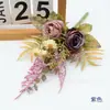 Buquê de Flores Artificiais Rosa Kit de Materiais DIY Caixa de Flores com Flores Rosa Névoa de Outono Flores Amarradas à Mão Flores para Decoração de Salão de Casamento