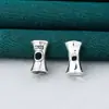 Prata de Lei S925 Retrô Elegante Horizontal Perfurado Contas de Cintura Separadas por Contas Pequena Cintura Contas de Prata DIY Pulseira de Cristal Acessórios para Pulseira