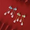 Pendientes de Plata de Ley S925 con Diseño de Nube para Mujer, Pendientes de Borla de Calcedonia Natural, Joyería de Alto Nivel Estilo Chino Nuevo, Venta al por Mayor Directa de Fábrica