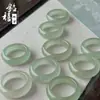 Anillo de Aventurina Natural, Anillo de Banda Lisa de Aventurina Verde Translúcido como Hielo, Nuevo Anillo de Jade Estilo Chino, Fábrica de Joyería Decorativa