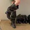 Edição em Pele de Cordeiro~Estilo Garota Popular Botas de Salto Grosso Acima do Joelho Botas de Equitação de Cano Alto Femininas Botas Longas de Cano Largo