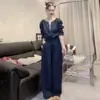 Traje de moda a medida estilo coreano para mujer, nueva colección de otoño, corte holgado, favorecedor de la figura, estilo casual, sudadera de dos piezas simulada con pantalones de pierna ancha